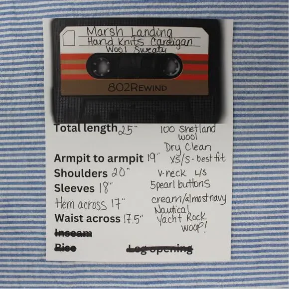 XS/S Yacht Rock Wool Cardigan Sweater Nautical Flags MarshLanding Shetland - Picture 5 of 12